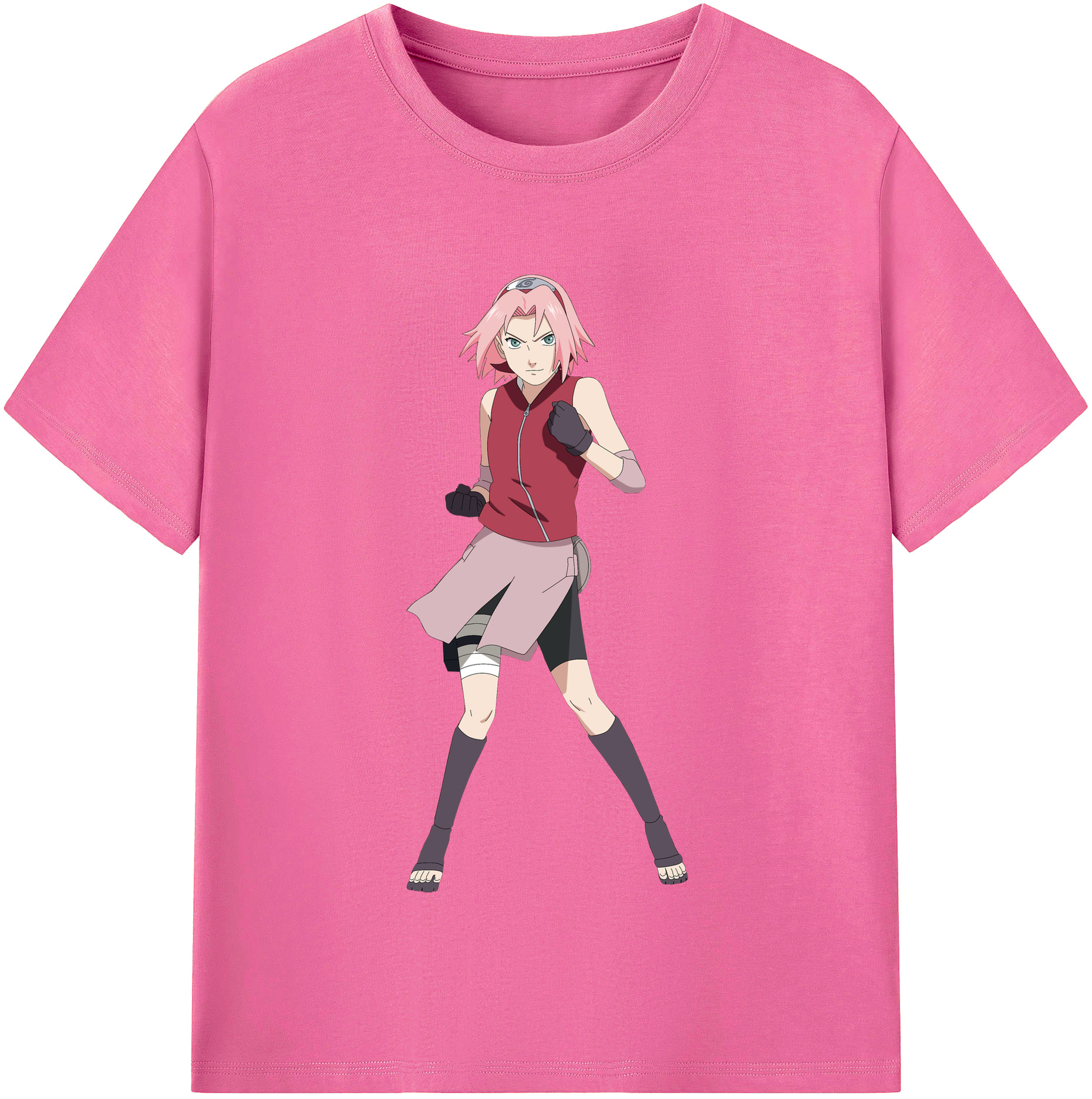 （画像用） NARUTO -ナルト- 春野サクラ Haruno Sakura レディースカジュアルプリントTシャツ（綿100％）